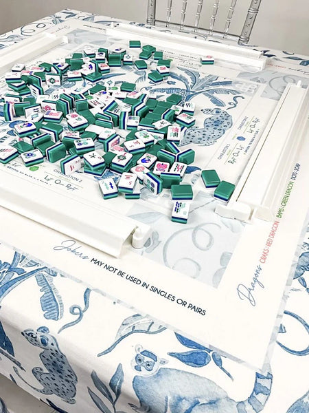 Amazon Blue Instructional Mahjong Tablecloth