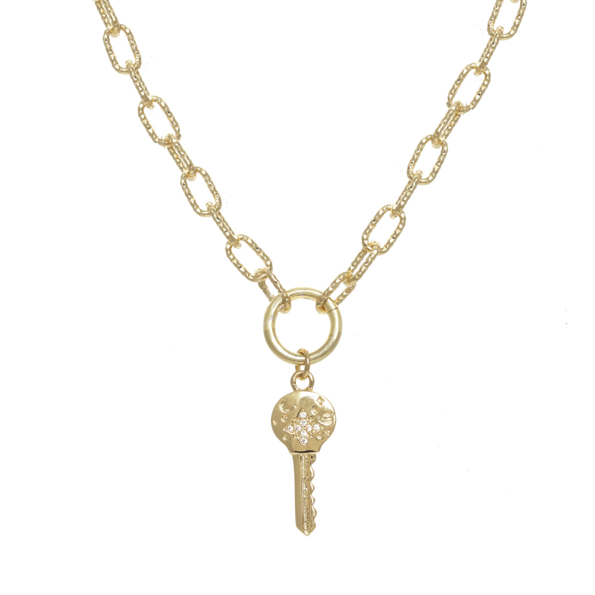 Golden Key Charm Necklace