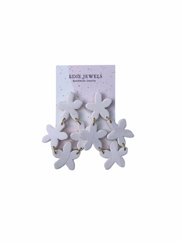 White Flower Drop Earrings