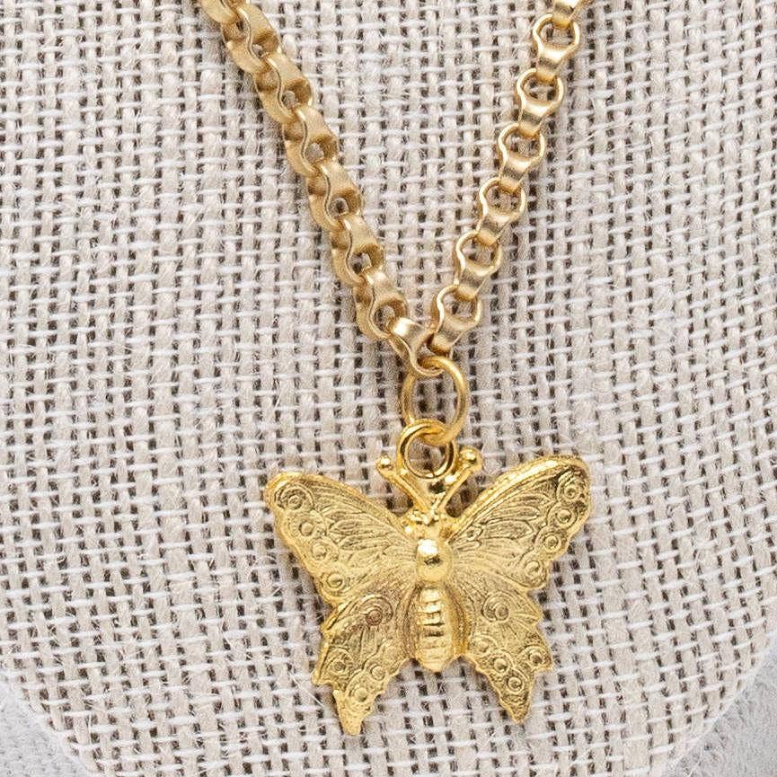 Matte Gold Butterfly Necklace