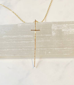 Modern cross necklace-14kt gold filled