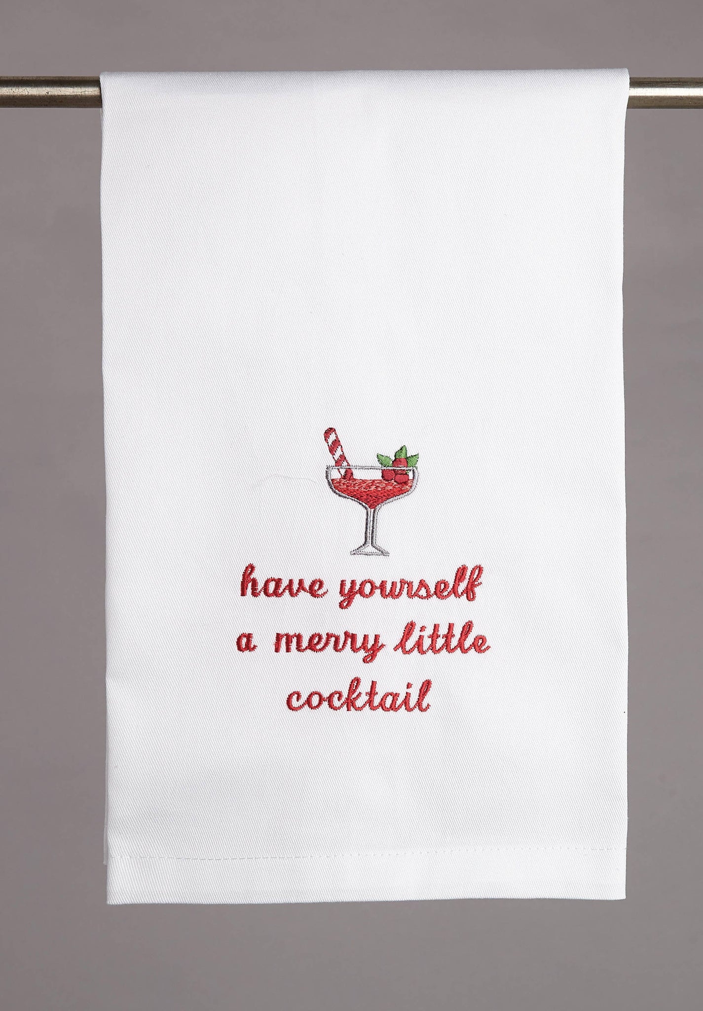 Merry Little Cocktail Embroidered Kitchen Towel