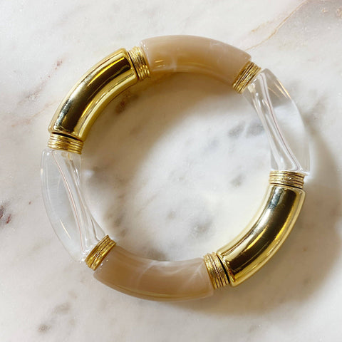 Gold, Taupe & Clear Bangle
