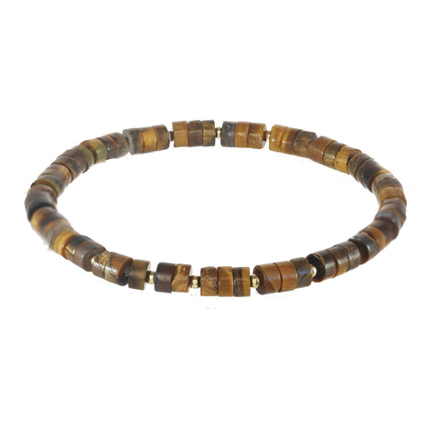 Heishi Stackable Bracelet - Tigers Eye