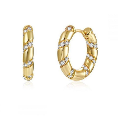 Gold Rhinestone Huggie Earrings