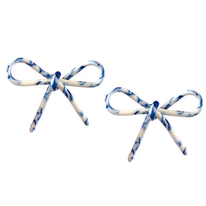 Tortoise Bows - Blue and White