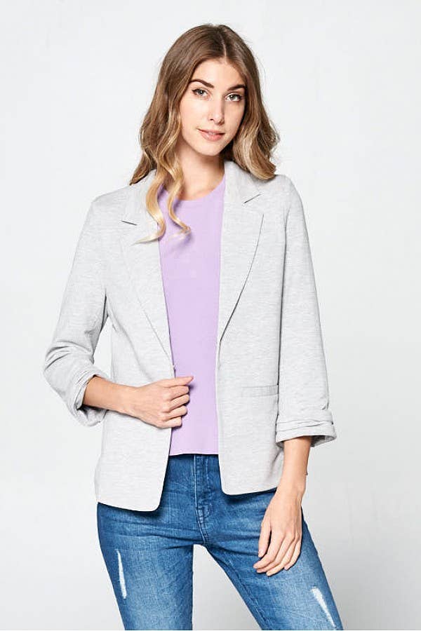 TJ-8649-6 THE PERFECT T-SHIRT BLAZER HEATHER GREY