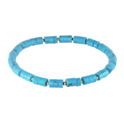 Heishi Stackable Bracelet - Blue Agate