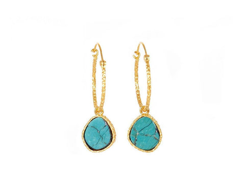 Mini Hoop Earrings - Turquoise