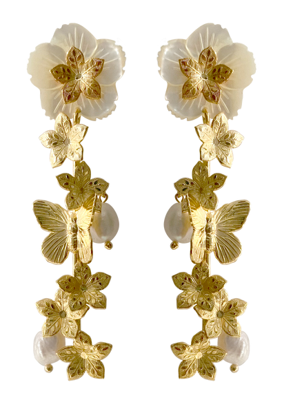 Butterfly Floral Drop Earrings