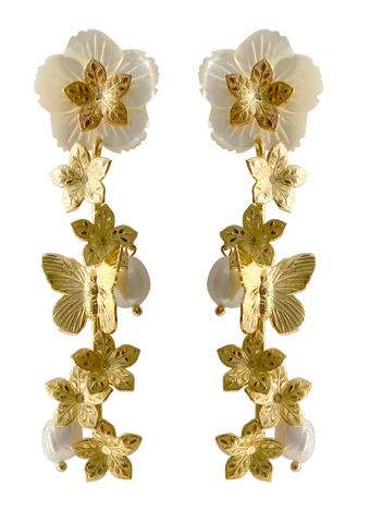 Butterfly Floral Drop Earrings