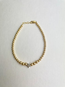 Gold Bead Bracelet with Star