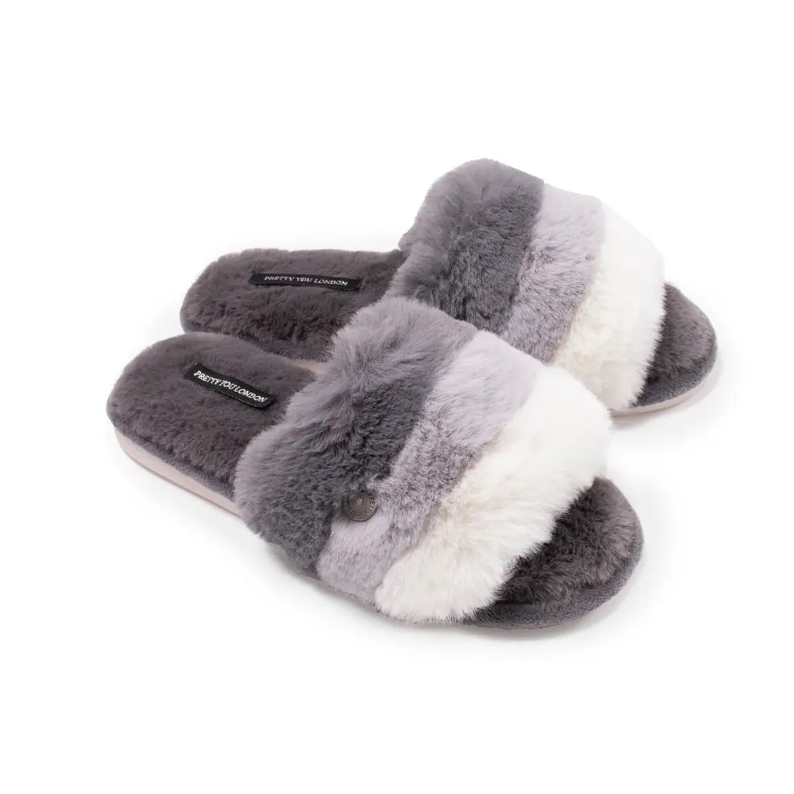 Grey Stripe Slippers