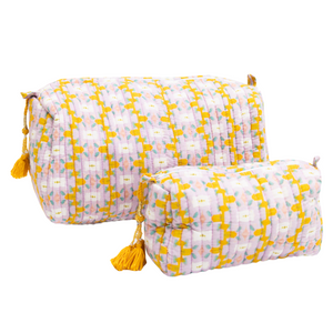 Tangerine and Lavender Cosmetic Bag- Large
