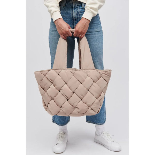 Taupe Quilted Tote Bag