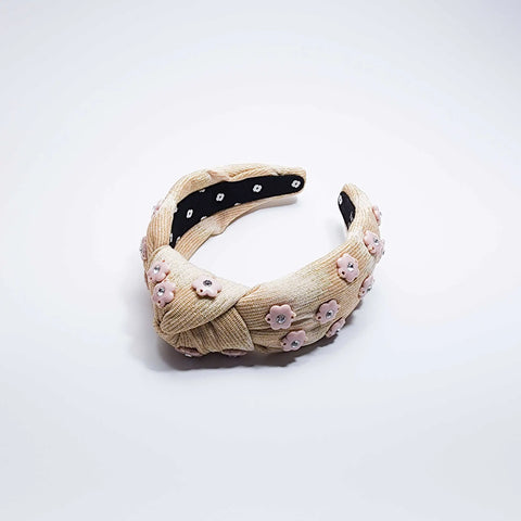 Enamel Flower Brocade Headband