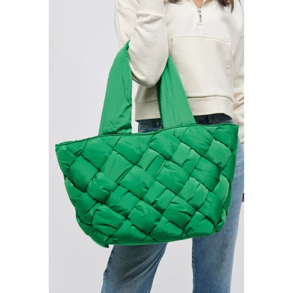 Green Quilted Tote Bag