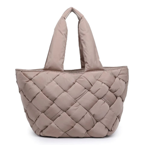 Taupe Quilted Tote Bag