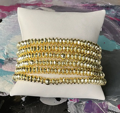 Gold Disc Beaded Bracelet (set of 2)