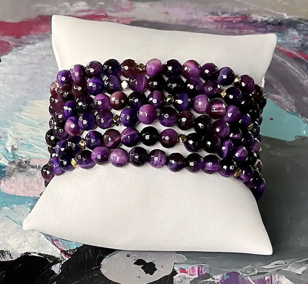 Purple Tiger Eye Bracelets (set of 2)